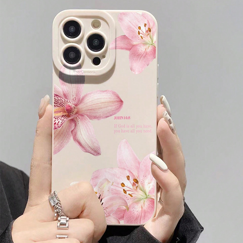 Samsung Galaxy A55 - Blue Floral Painted Silicone Case For